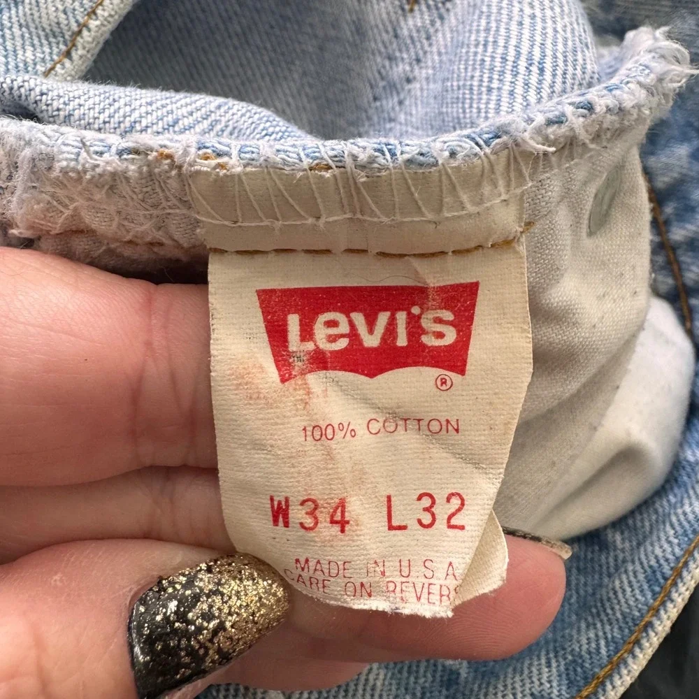 Vintage Levis 505 Orange Tab Jeans Mens 34x32 Light Wash Straight Leg USA made